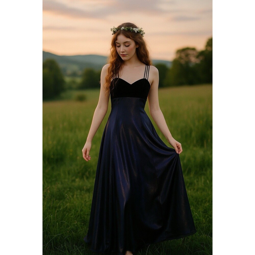 Vtg All That Jazz Prom Dress Sz 7 Velvet Shimmery Satin Maxi Gown Fairy Y2K